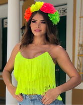 Blusa Flecos Neon Amarillo Mujer Carnaval