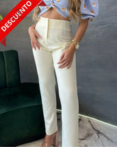 Pantalón amarillo de talle alto para mujer, ideal para un look moderno y elegante.