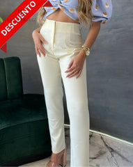 Pantalón amarillo de talle alto para mujer, ideal para un look moderno y elegante.