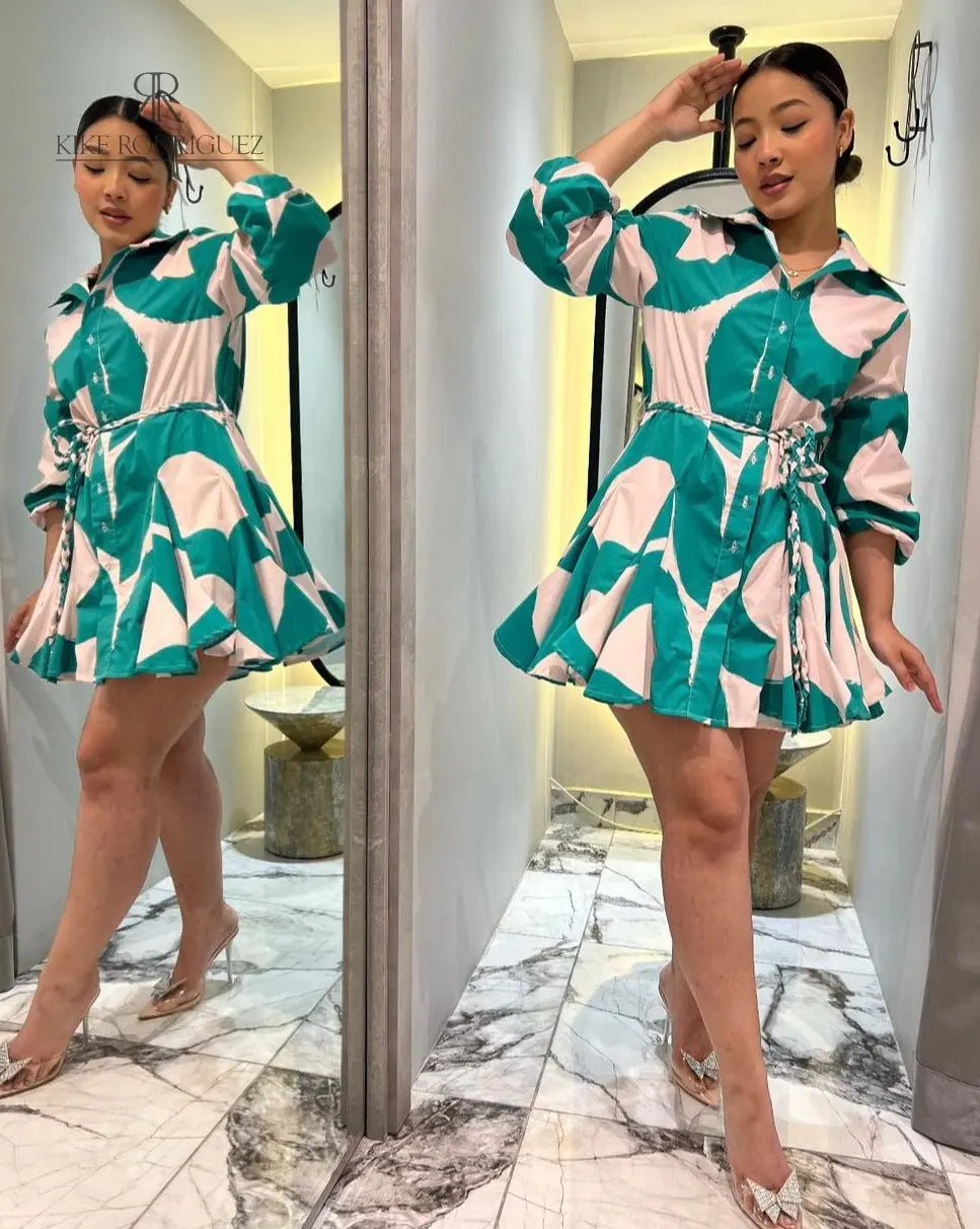 Vestido Coralia Verde - KIKE RODRIGUEZ