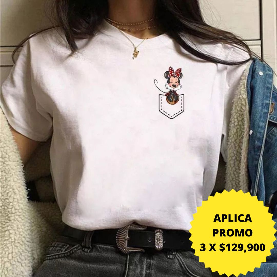 T-shirt mujer estampado Bolsillo Minnie