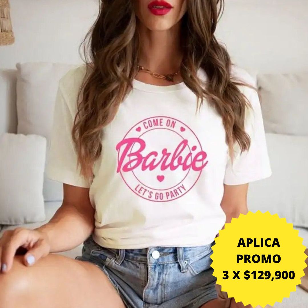 T-shirt mujer estampada Come On Barbie White