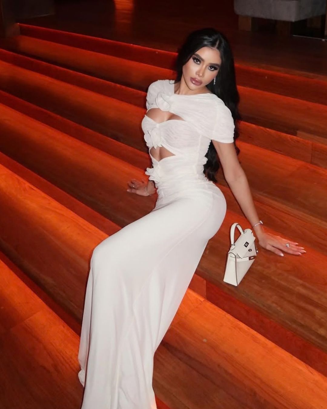 Vestido Rosetta Blanco Largo con Flores y Cut Out - KIKE RODRIGUEZ