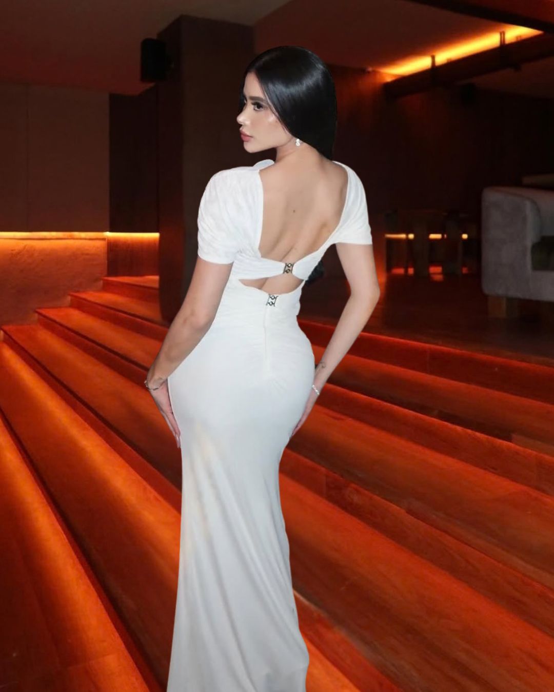 Vestido Rosetta Blanco Largo con Flores y Cut Out - KIKE RODRIGUEZ