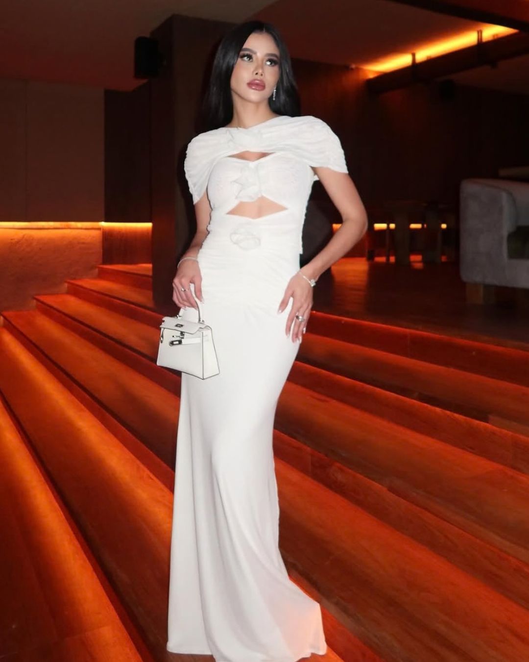 Vestido Rosetta Blanco Largo con Flores y Cut Out - KIKE RODRIGUEZ